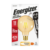 E27 LED Filament G95 Bulb 5W 470lm Dimmable - Warm White 2200K retail pack