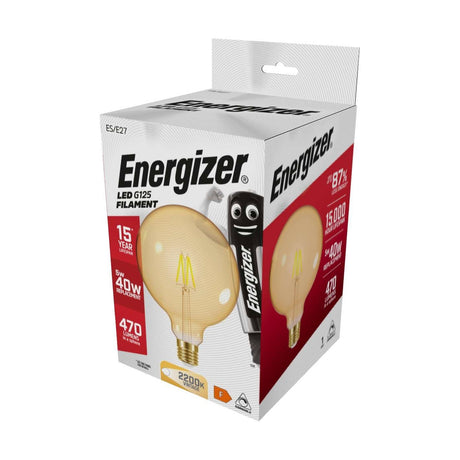 E27 (ES) LED G125 Bulb 5W 470lm Dimmable - Warm White 2200K retail pack