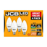 B22 (BC) LED Candle Bulb 5.5W 470lm - Warm White 3000K, 4 Pack retail pack