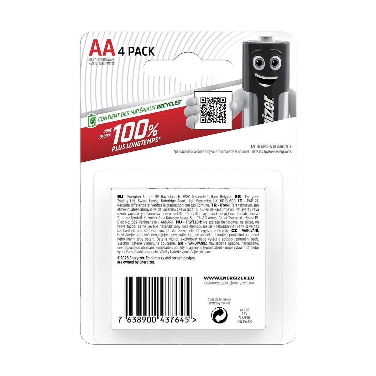 Energizer Max AA Batteries (LR6) - 4 Pack retail pack