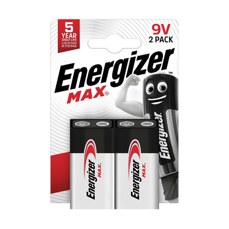 Energizer Max 9V Batteries (PP3) - 2 Pack retail pack