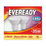 GU10 LED Bulb 3.1W 250lm Non-Dimmable - Warm White 3000K, 2 Pack retail pack