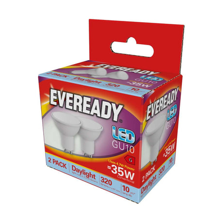 GU10 LED Spotlight Bulb 4.7W 320lm - Daylight 6500K, 2 Pack retail pack