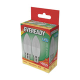 B22 (BC) LED Candle Bulb 4.9W 470lm - Warm White 3000K, 2 Pack retail pack