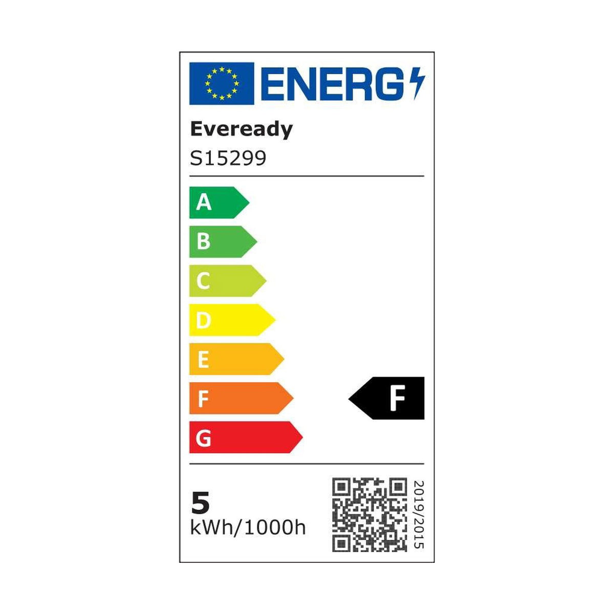 E14 (SES) LED Candle Bulb 4.9W 470lm - Warm White 3000K, 2 Pack - Eveready energy label