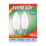 E14 (SES) LED Candle Bulb 4.9W 470lm - Daylight 6500K, 2 Pack retail pack