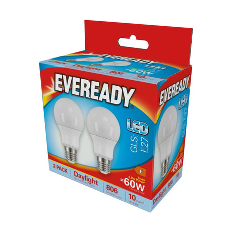 E27 (ES) LED GLS Bulb 8.8W 806lm - Daylight 6500K, 2 Pack retail pack