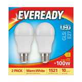 E27 (ES) LED GLS Bulb 13.8W 1521lm - Warm White 3000K, 2 Pack retail pack