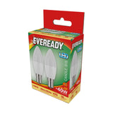 B15 (SBC) LED Candle Bulb 4.9W 470lm - Warm White 3000K, 2 Pack retail pack