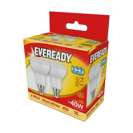 E14 (SES) LED R50 Bulb 4.5W 450lm - Warm White 2700K, 2 Pack retail pack