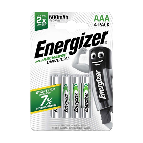 Energizer Recharge Universal AAA Batteries (HR03) - 4 Pack retail pack