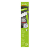 The PowerMaster 5ft 60W LED Screwless Hinged Twin Emergency Batten in Cool White (4,000K) prominently displays energy efficiency details. Its stylish green and white design is complemented by comprehensive specifications on the front, underscoring its effectiveness in providing efficient emergency lighting.