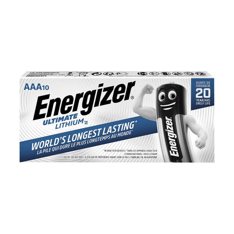 Energizer Ultimate Lithium AAA Batteries (FR03) - 10 Pack retail pack