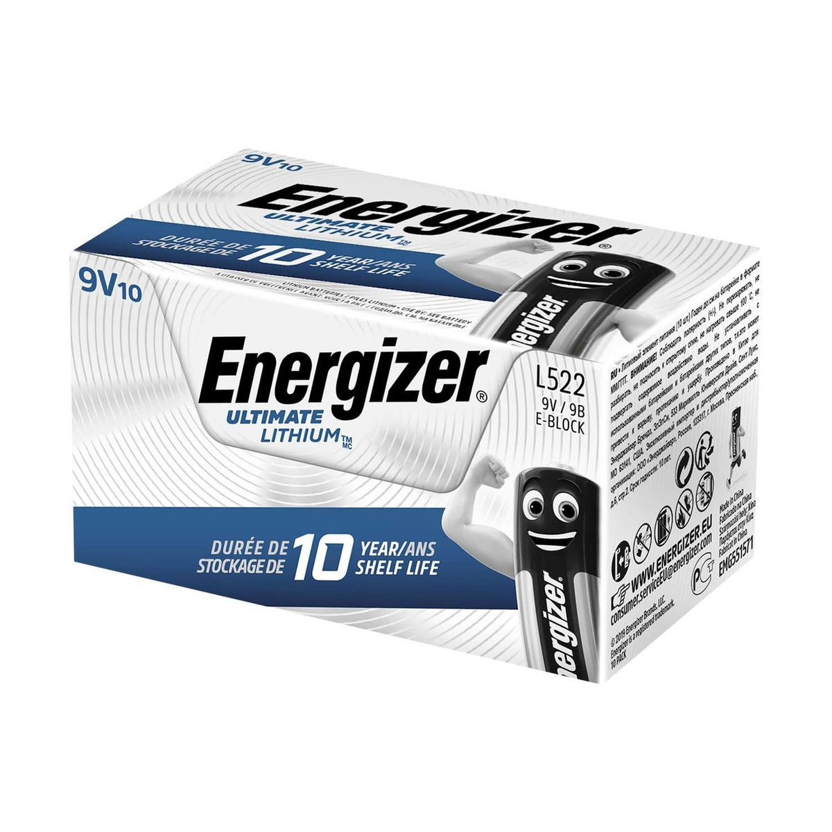 Energizer Ultimate Lithium 9V Batteries (L522) - 10 Pack retail pack