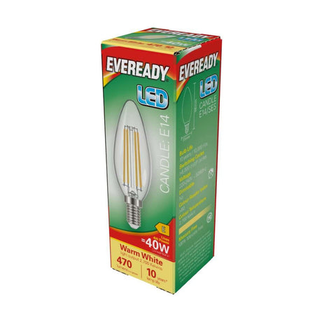 E14 (SES) LED Filament Candle Bulb 4W 470lm - Warm White 2700K retail pack