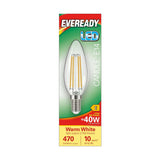 E14 LED Filament Candle Bulb 4W 470lm - Warm White 2700K - Eveready retail pack
