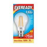 B22 (BC) LED Filament GLS Bulb 8W 1050lm - Warm White 2700K - Eveready retail pack