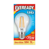 E27 (ES) LED Filament GLS Bulb 8W 1050lm - Warm White 2700K - Eveready retail pack