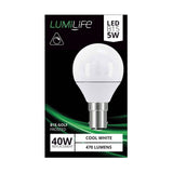 B15 (SBC) LED Golf Bulb 5W 470lm Dimmable - Cool White 4000K