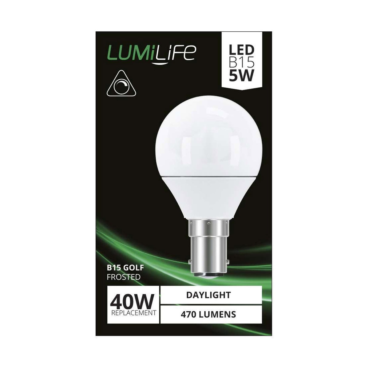 B15 (SBC) LED Golf Bulb 4.2W 470lm Dimmable - Daylight 6500K