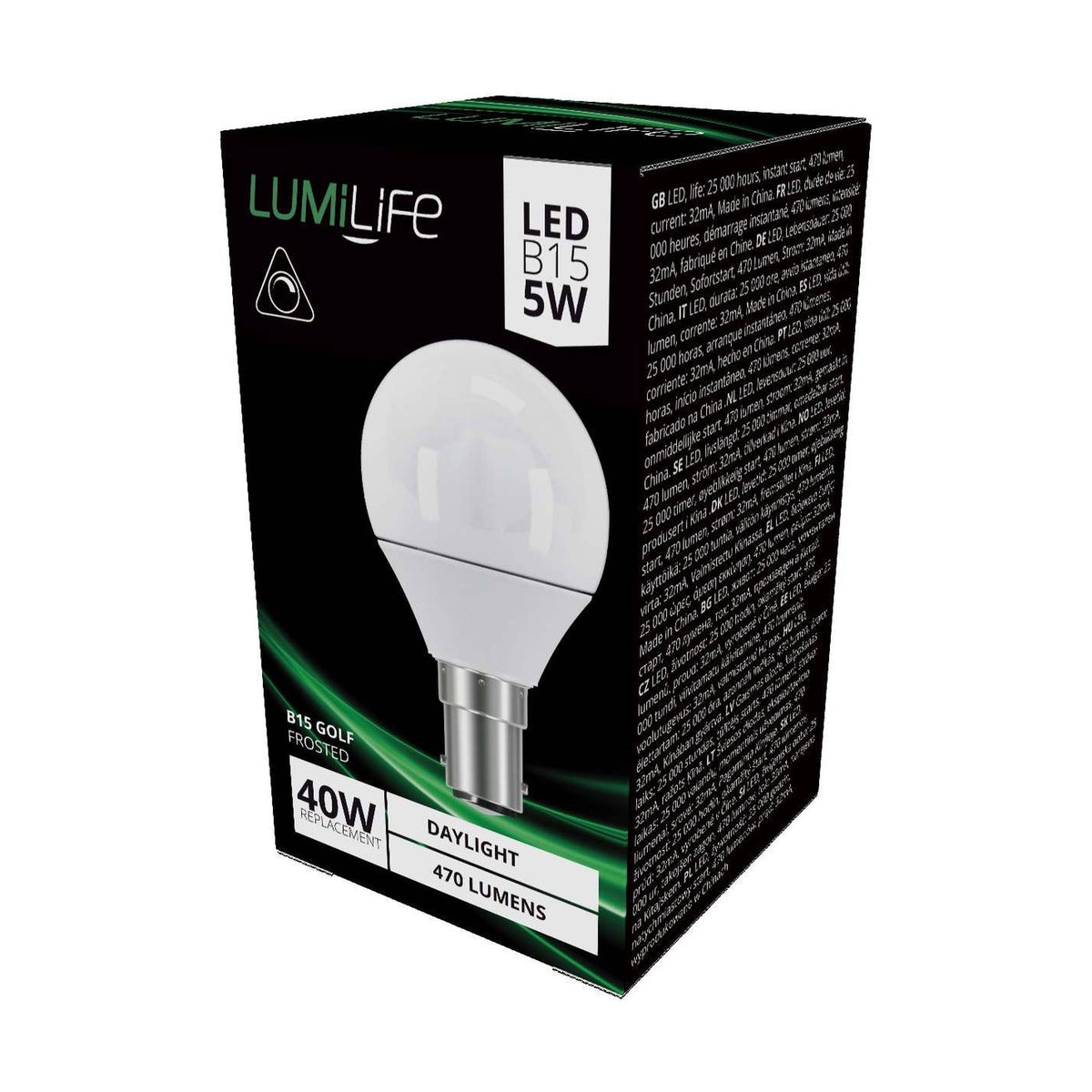 B15 (SBC) LED Golf Bulb 4.2W 470lm Dimmable - Daylight 6500K