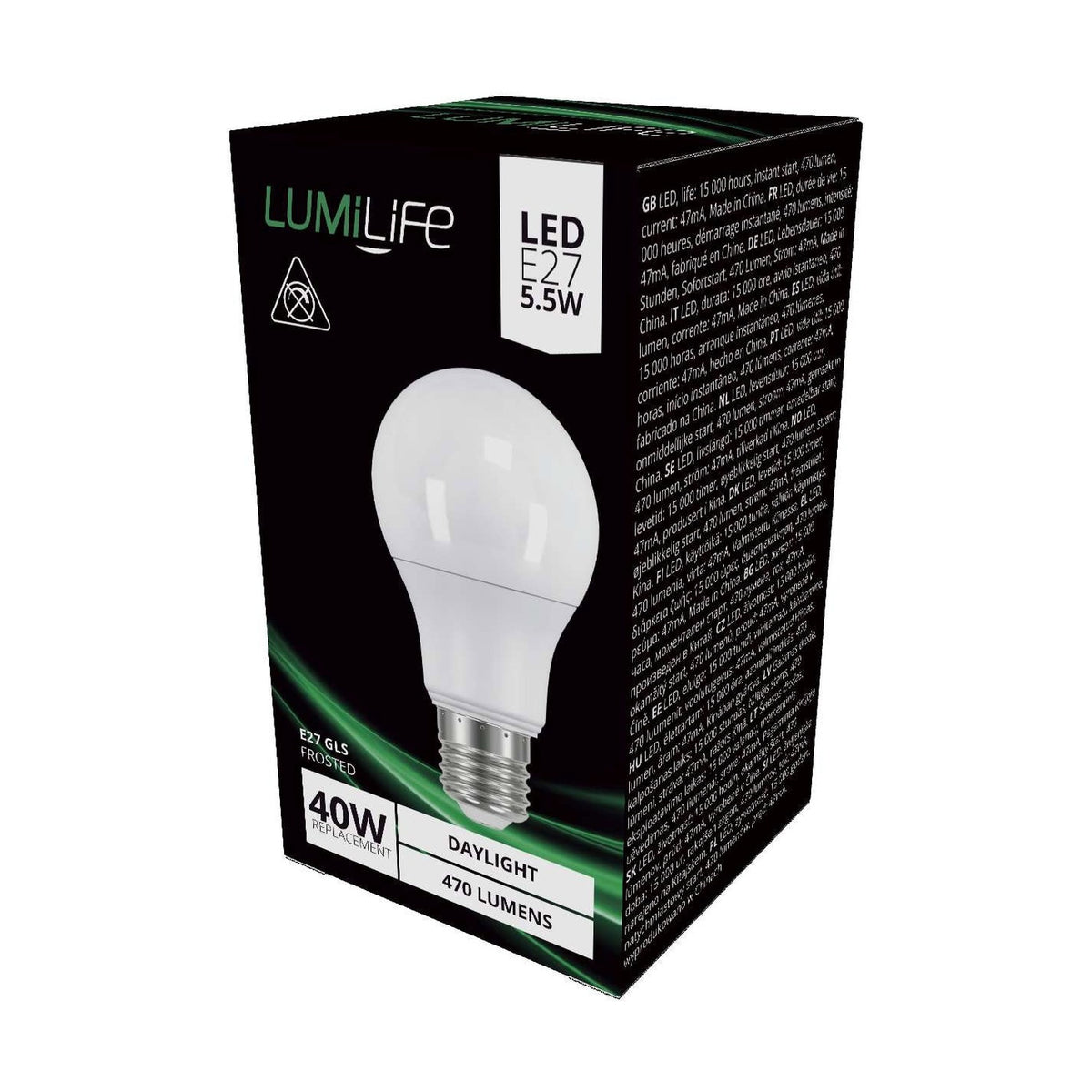 E27 (ES) LED GLS Bulb 4.9W 470lm Non-Dimmable - Daylight 6500K