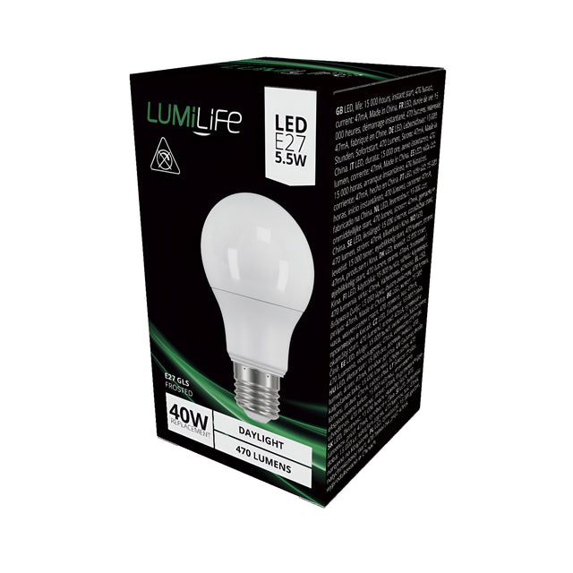 LumiLife LED GLS E27 (ES) 470lm 4.9W 6,500K (Daylight)