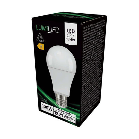 E27 (ES) LED Bulb 13.6W 1521lm Non-Dimmable - Warm White 2700K