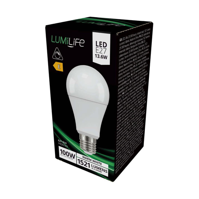 E27 (ES) LED Bulb 13.6W 1521lm Non-Dimmable - Warm White 2700K