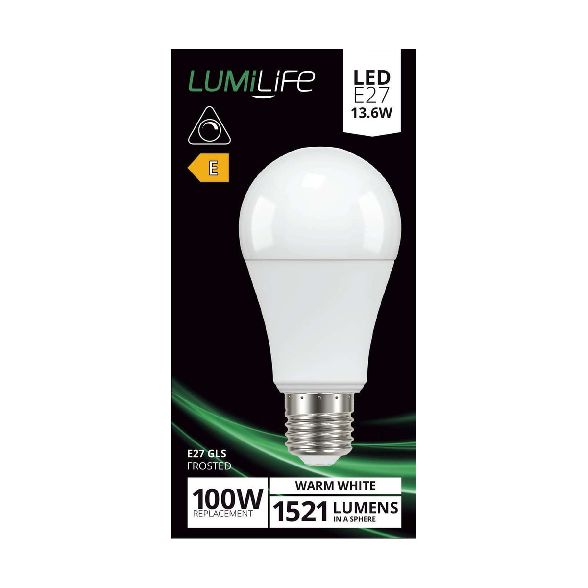 E27 (ES) LED Bulb 13.6W 1521lm Non-Dimmable - Warm White 2700K