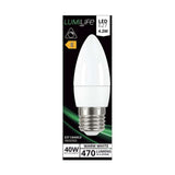 E27 LED Candle Bulb 4.2W 470lm Dimmable - Warm White 2700K - LumiLife