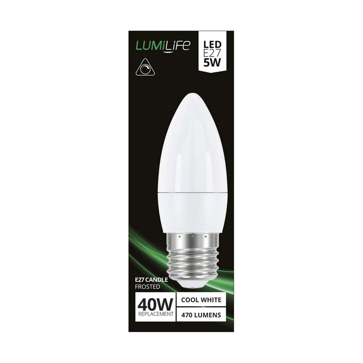 E27 LED Candle Bulb 4.2W 470lm Dimmable - Cool White 4000K - LumiLife