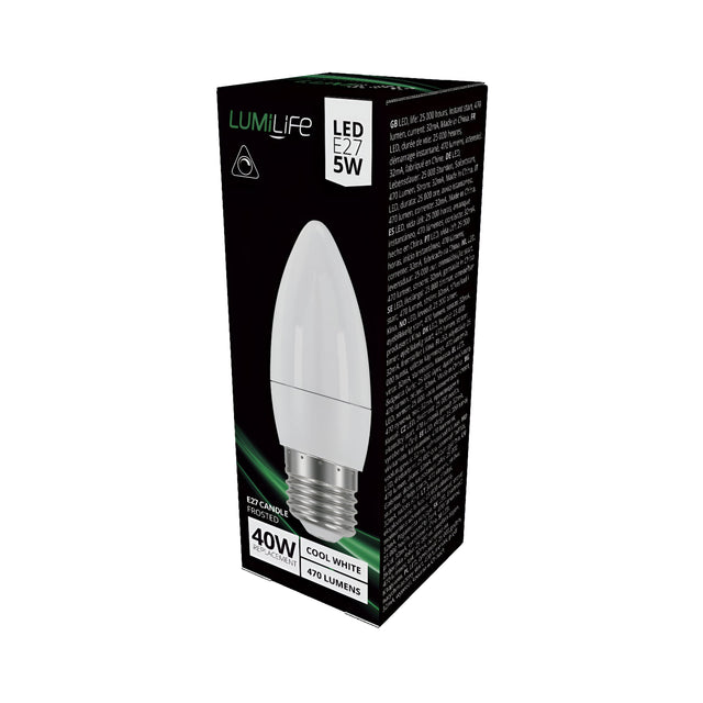 LumiLife LED Candle E27 (ES) 470lm 4.2W 4,000K (Cool White) Dimmable