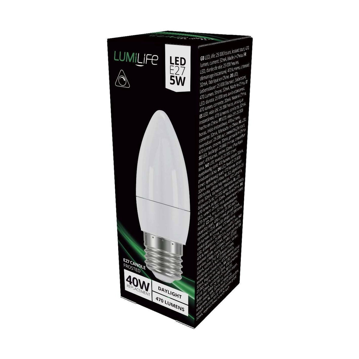 E27 (ES) LED Candle Bulb 4.2W 470lm Dimmable - Daylight 6500K