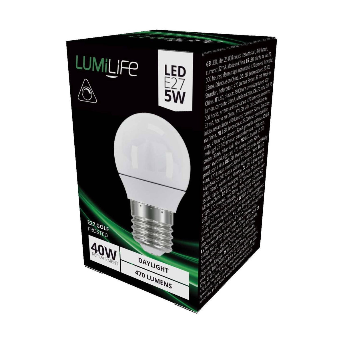 E27 (ES) LED Golf Bulb 4.2W 470lm Dimmable - Daylight 6500K
