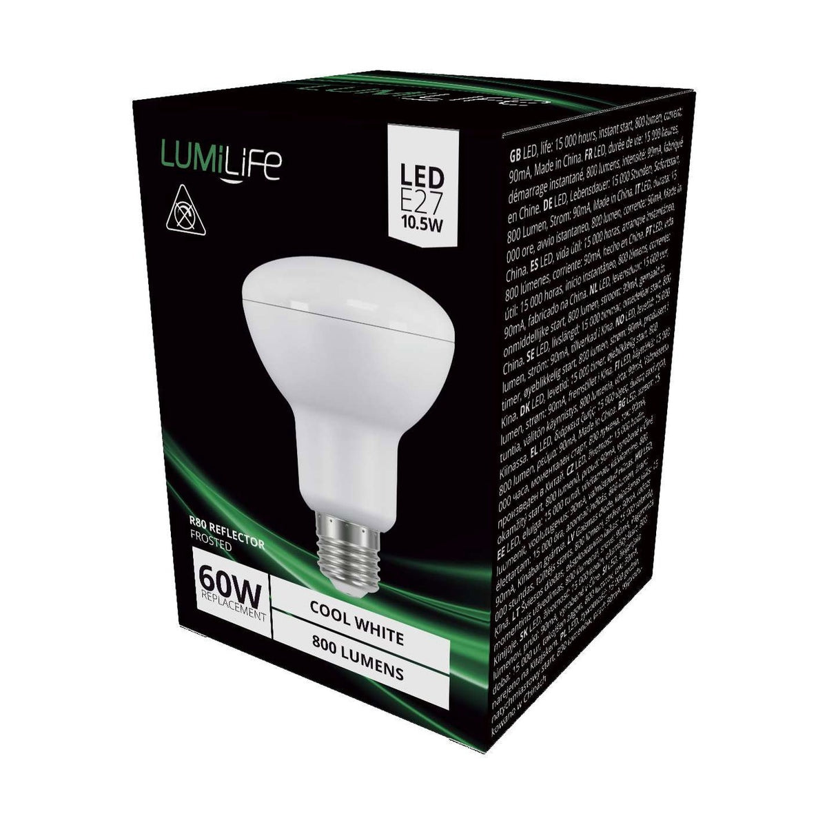 E27 (ES) LED R80 Bulb 7.3W 806lm - Cool White 4000K