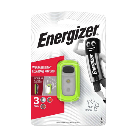 Energizer LED Wearable Clip Light 30lm - Green, IPX4 retail pack