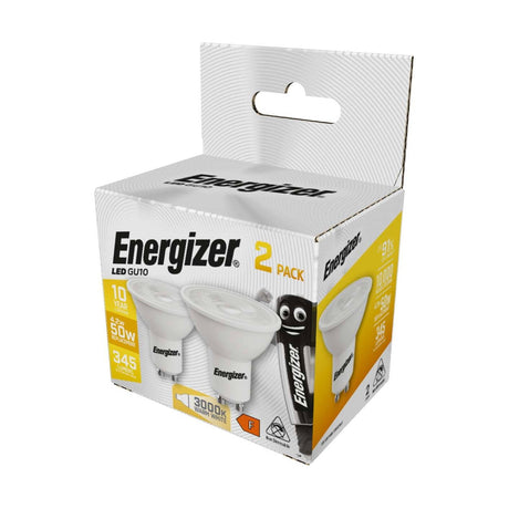 GU10 LED Bulb 4.2W 345lm Non-Dimmable - Warm White 3000K, 2 Pack - Energizer retail pack
