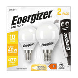 E14 LED Golf Bulb 4.9W 470lm - Warm White 3000K, 2 Pack - Energizer retail pack
