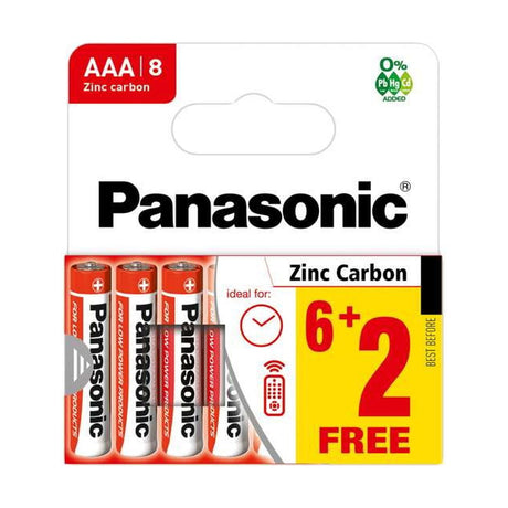 Panasonic Zinc Carbon AAA Batteries (R03) - 8 Pack retail pack