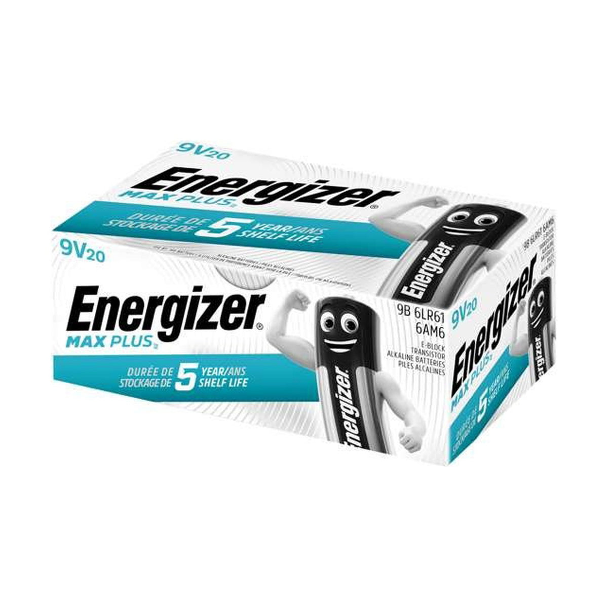 Energizer Max Plus 9V Batteries (PP3) - 20 Pack