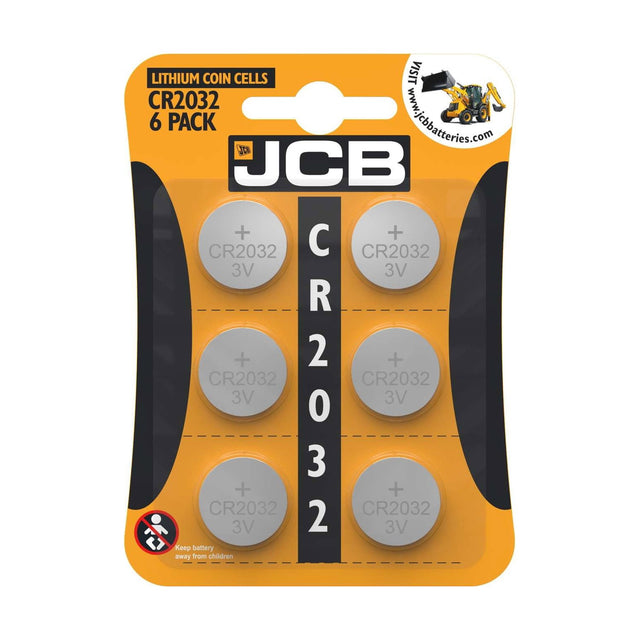 JCB Lithium Coin Cell Batteries (CR2032) - 6 Pack retail pack