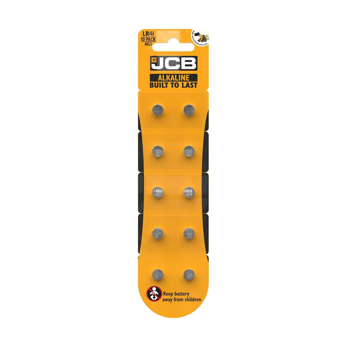 JCB Alkaline LR41 Batteries (AG3) - 10 Pack retail pack