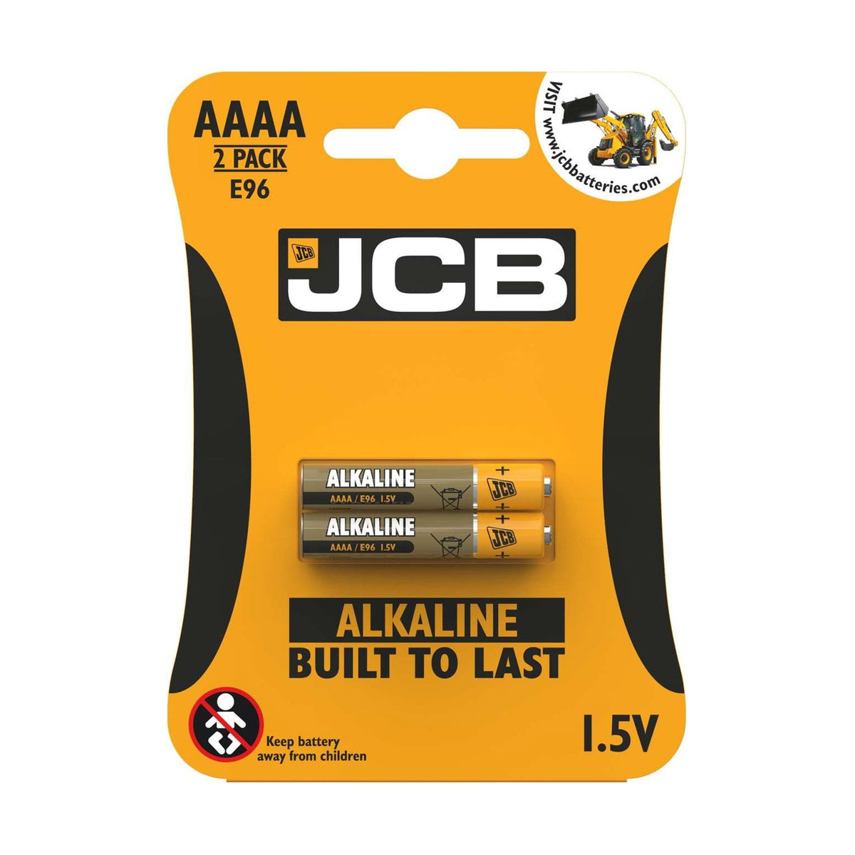 JCB AAAA Alkaline Batteries (E96) - 2 Pack retail pack