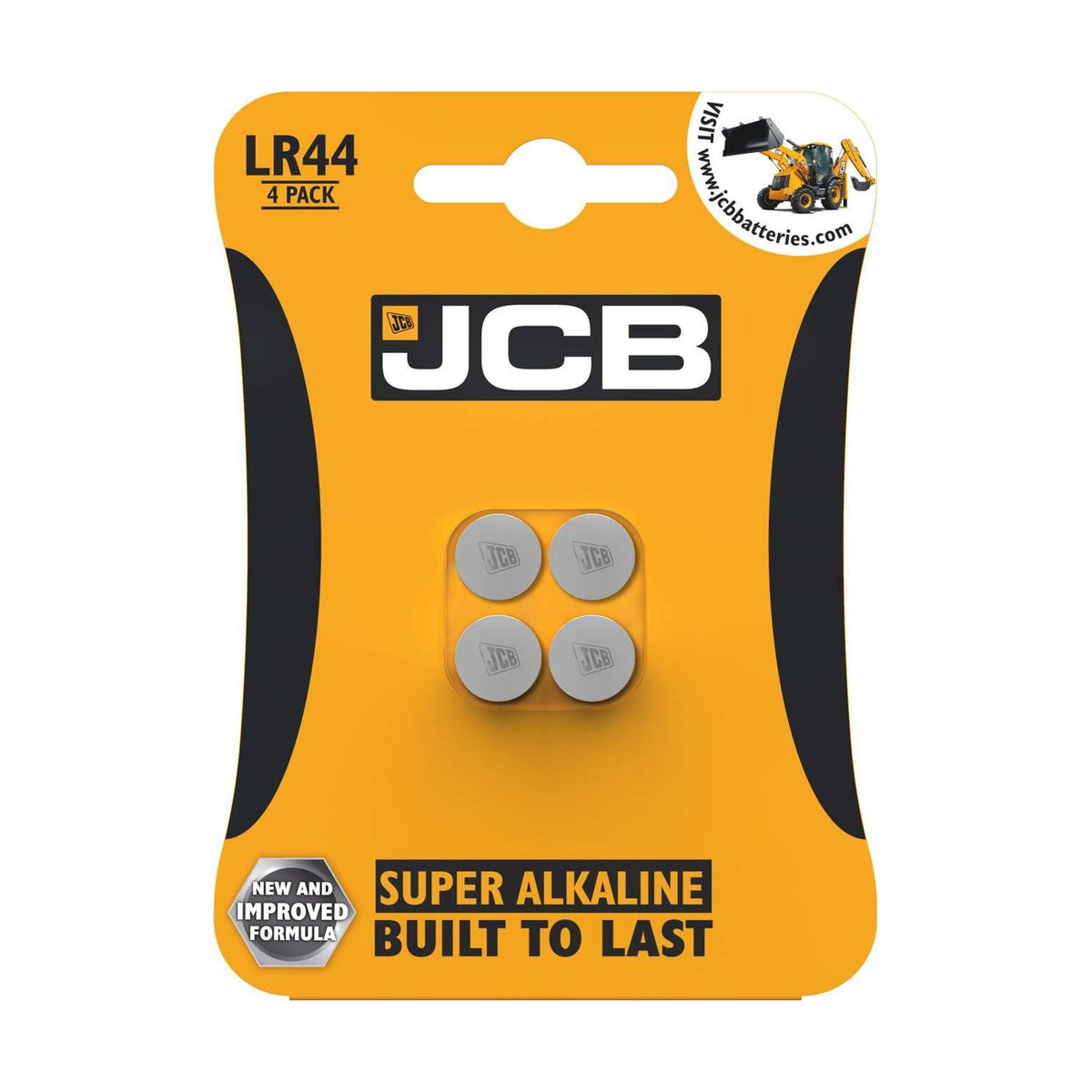 JCB Super Alkaline Button Cell Batteries (LR44) - 4 Pack retail pack