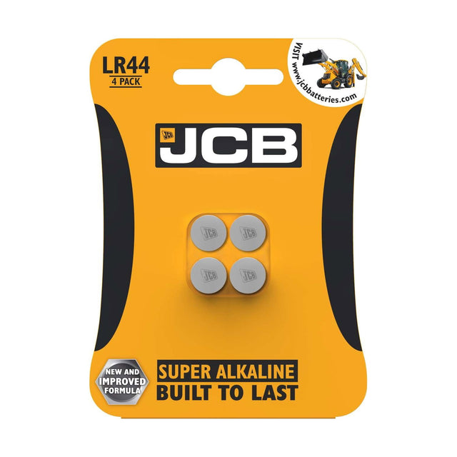 JCB Super Alkaline Button Cell Batteries (LR44) - 4 Pack retail pack