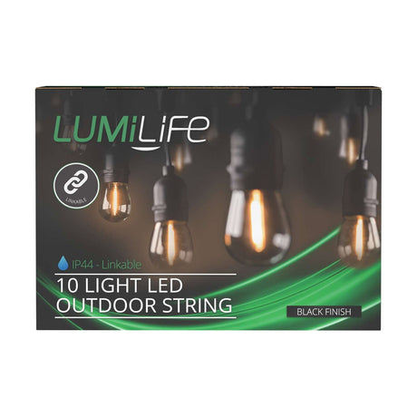10W 10 x Light Filament LED IP44 Festoon String retail pack