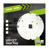The image showcases the PowerMaster 16W LED Bulkhead Gear Tray with Microwave, featuring CCT Adjustable settings, Microwave Sensor, Emergency Function, and Corridor Mode. The design emphasizes 4000K and 3000K temperature options for versatile LED Bulkhead installations.