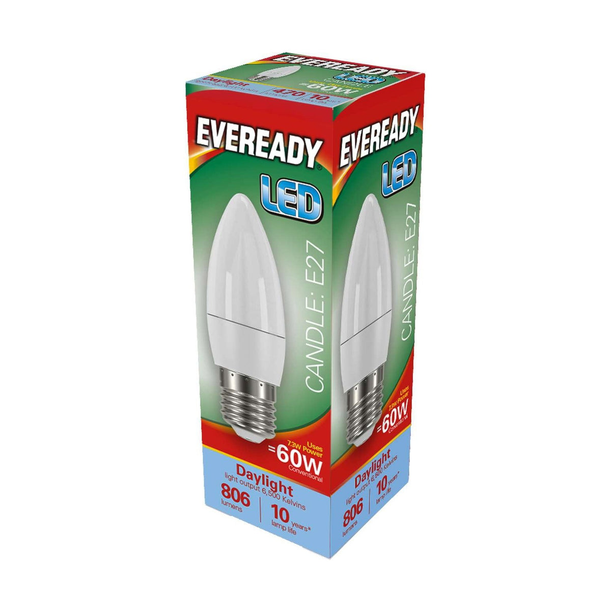 E27 (ES) LED Candle Bulb 7.3W 806lm Non-Dimmable - Daylight 6500K
