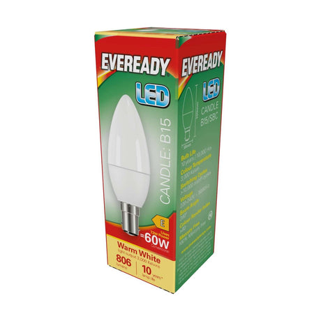 B15 (SBC) LED Candle Bulb 7.3W 806lm - Warm White 3000K retail pack